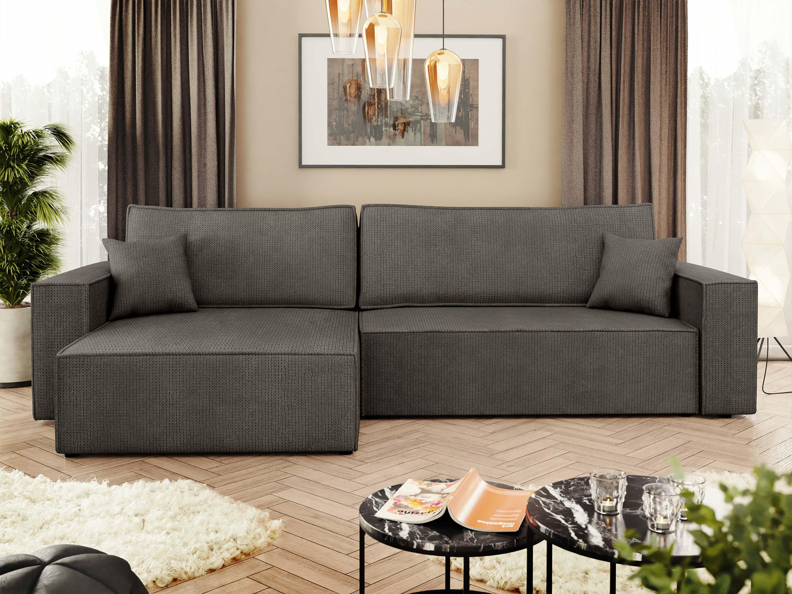 ECKSOFA Karl - Schwarz/Braun, Holz/Kunststoff (272/145cm) - MIRJAN24
