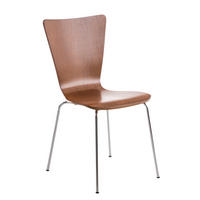 BESUCHERSTUHL Jaron mit Holzsitz und Metallgestell, Farbe: Braun - Chromfarben/Braun, Holz/Metall (43/84/50cm) - TPFLiving