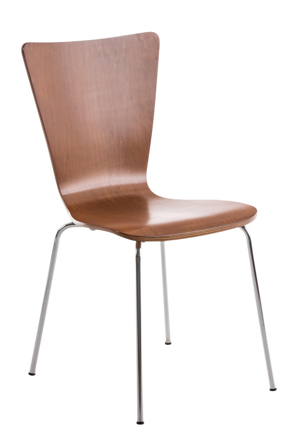 BESUCHERSTUHL Jaron mit Holzsitz und Metallgestell, Farbe: Braun - Chromfarben/Braun, Holz/Metall (43/84/50cm) - TPFLiving