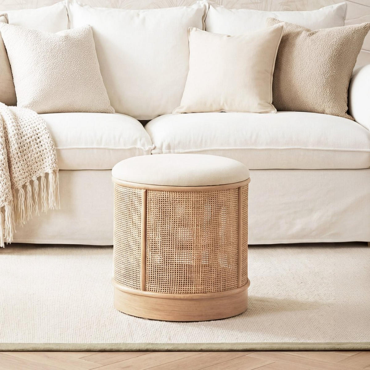 POUF Sure Natürlich 35 cm x 45 cm - Naturfarben, Textil (35/45/35cm) - Klast Home