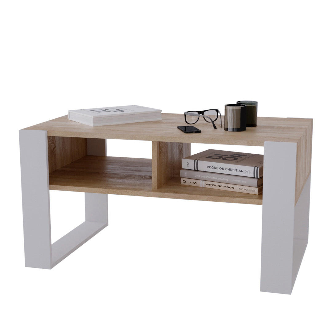COUCHTISCH KORA 92 - Eichefarben/Weiß, Holz (53.6/92/45cm) - Mat-Haus