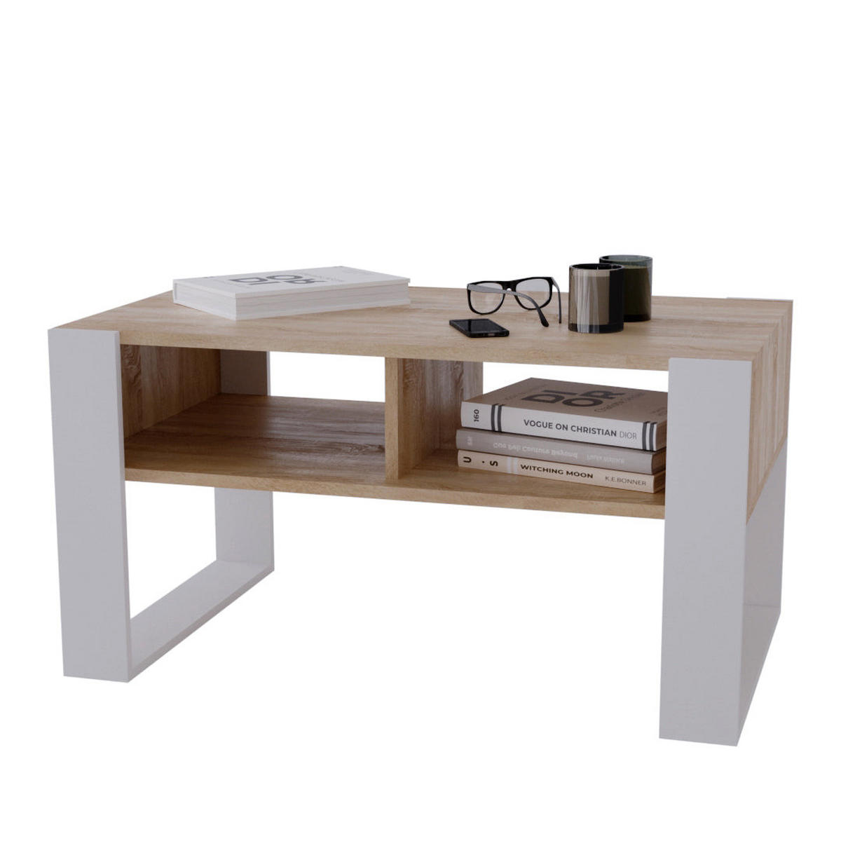 COUCHTISCH KORA 92 - Eichefarben/Weiß, Holz (53.6/92/45cm) - Mat-Haus