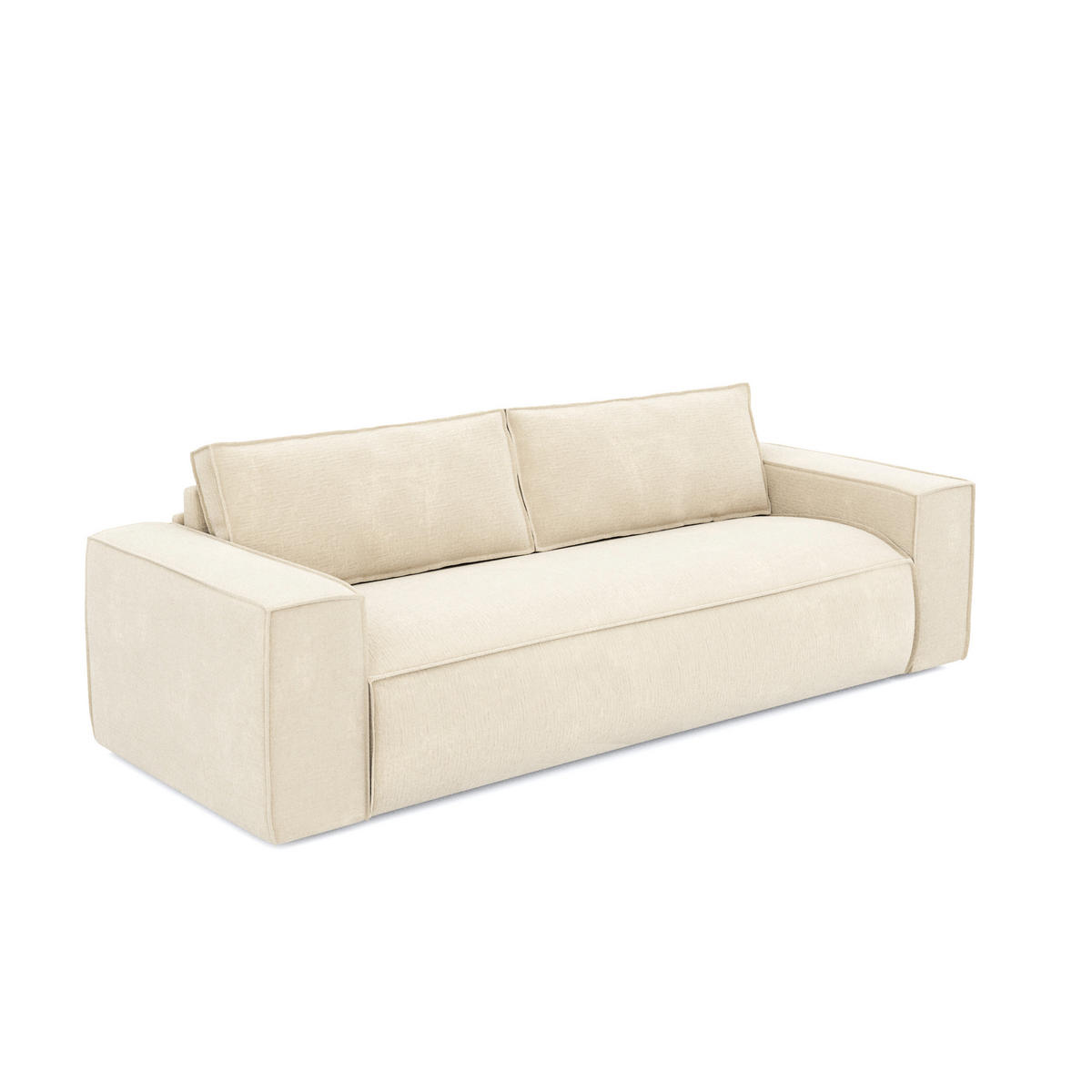 SCHLAFSOFA GERADE Samt Creme 214cm - Creme, Textil (214/90/100cm) - Sia Home