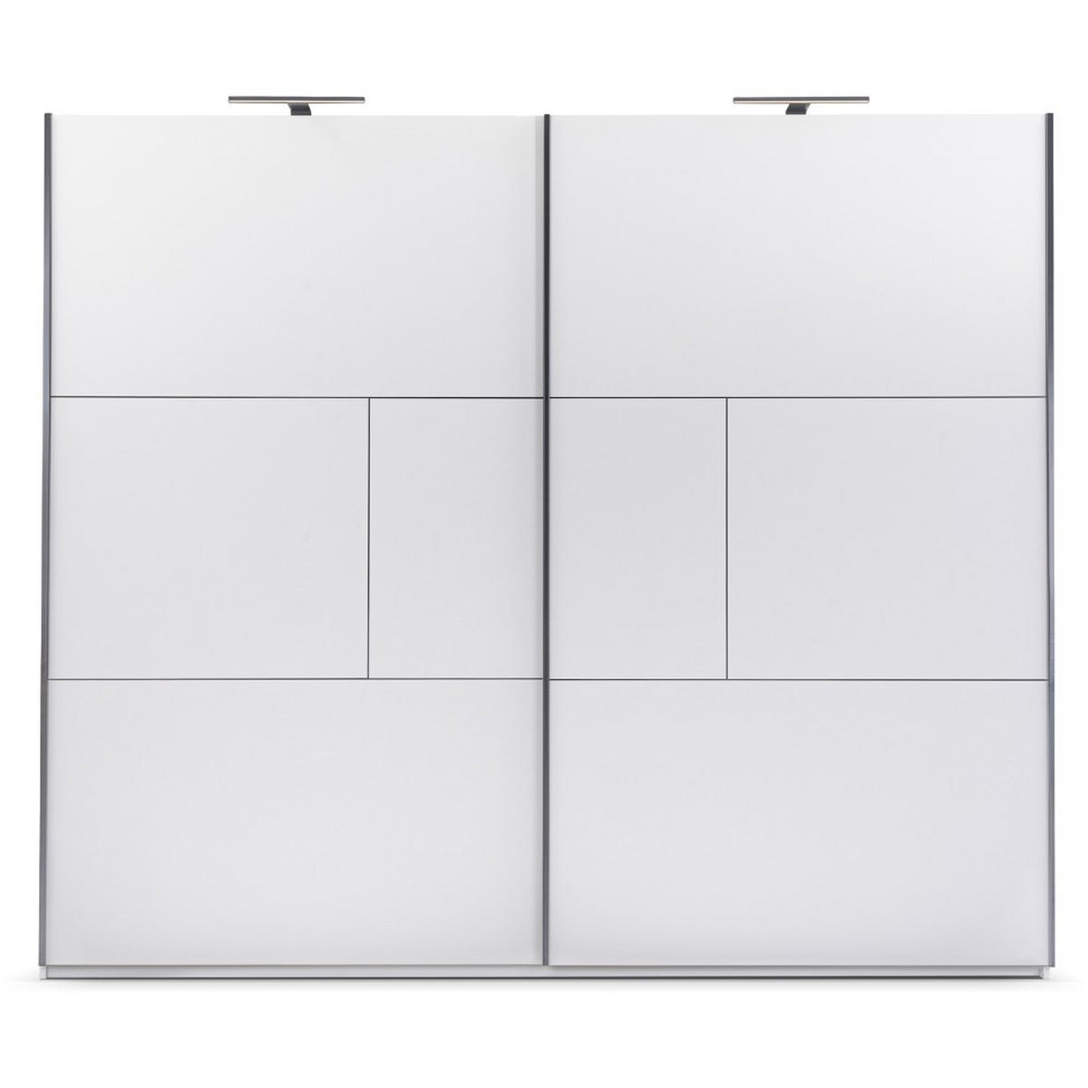 SCHWEBETÜRENSCHRANK Nicea mit 2 Türen und LED-Beleuchtung, 250 cm, Weiß - Weiß, Holzwerkstoff (250/215/65cm) - Beautysofa