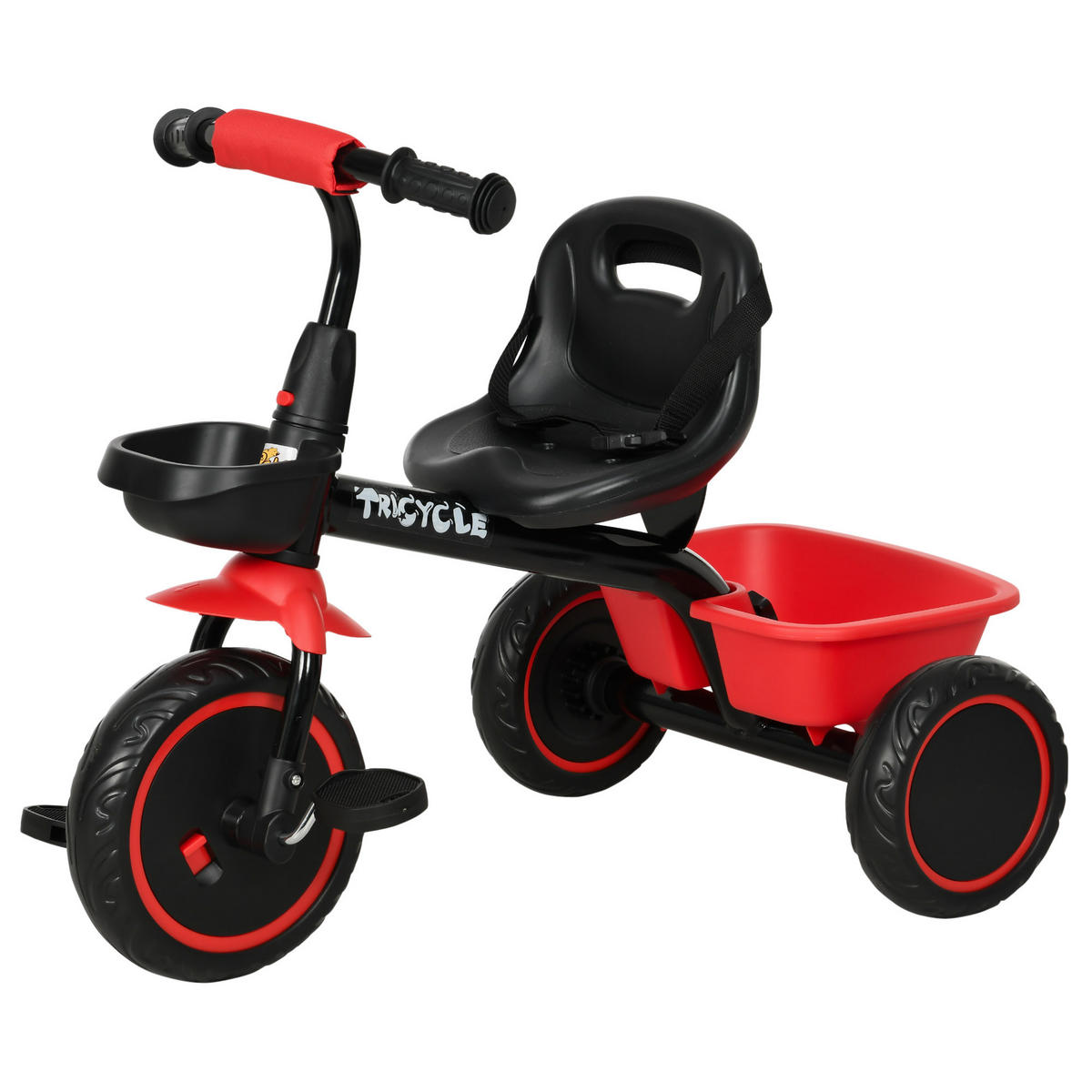 DREIRAD DE-18548 2 Körbe & Sicherheitsgurt Rot/Schwarz - Rot, Kunststoff (80/48/63cm) - ComfortXL