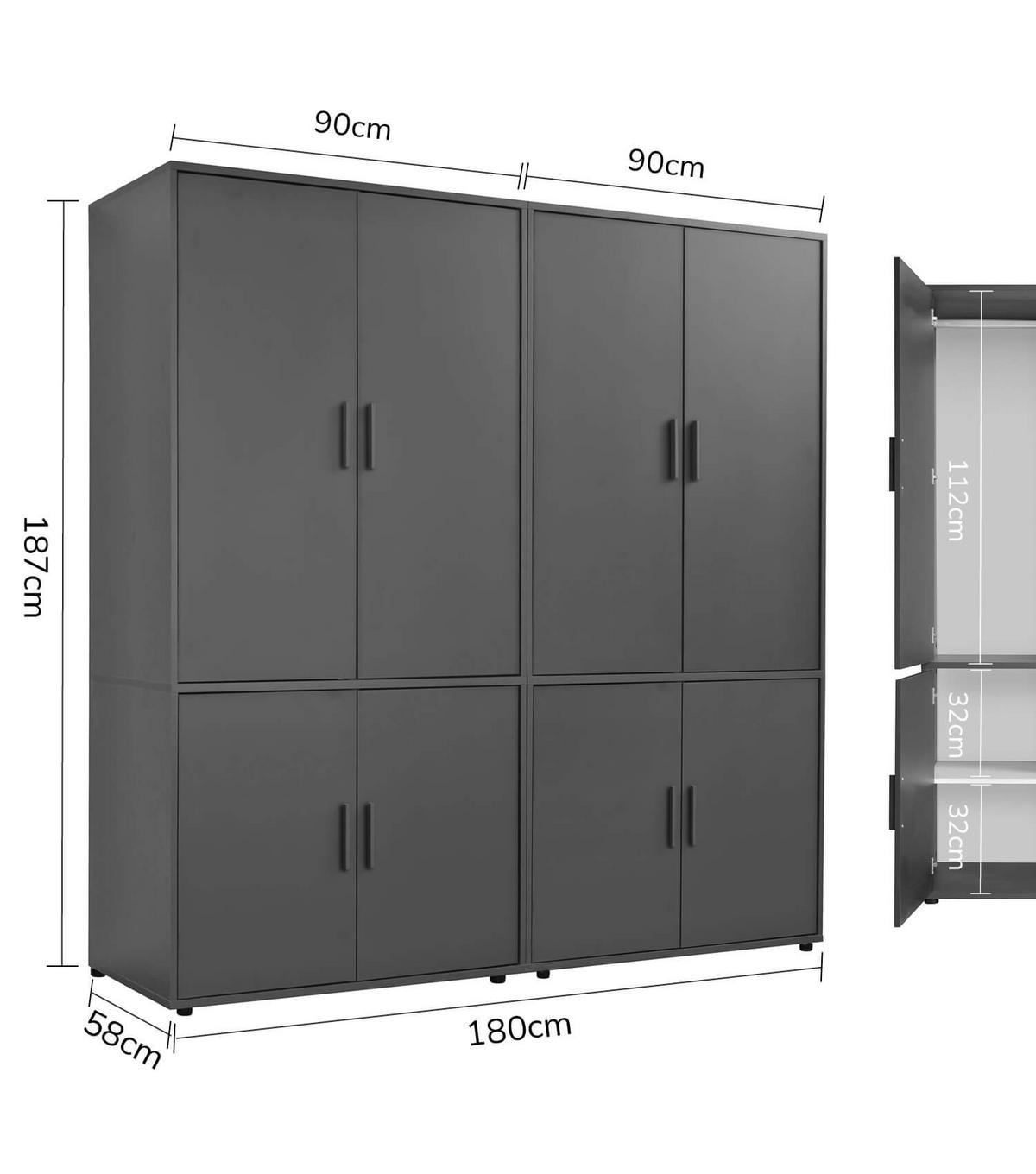 KLEIDERSCHRANK Der Grenzenlose - Anthrazit, Holzwerkstoff (180/187/58cm) - Mokebo