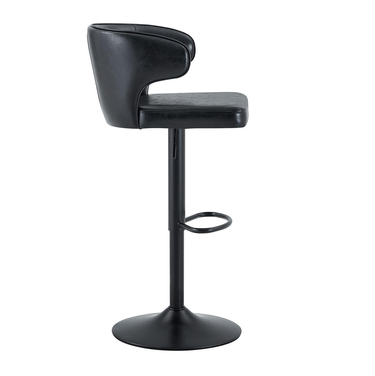 BARHOCKER 2er-Set mit Lehne, höhenverstellbar, drehbar, Black - Schwarz, Metall (45/110/49.71cm) - Meubliv