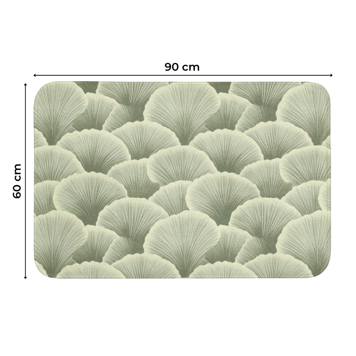 WC PŘEDLOŽKA Vějíř - list - zelený 90x60 cm - pastelově zelená, textil/plast (90/1cm) - OnlyWow