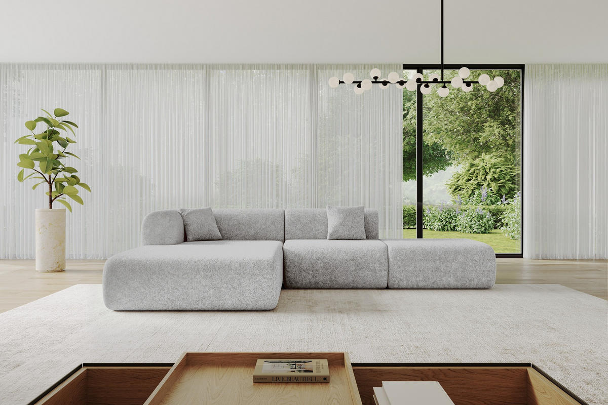 ECKSOFA Ottomane Links OVLY-L 289x176x71 Grau Chenille - Titanfarben/Schwarz, Holzwerkstoff/Kunststoff (176/289cm) - ALTDECOR