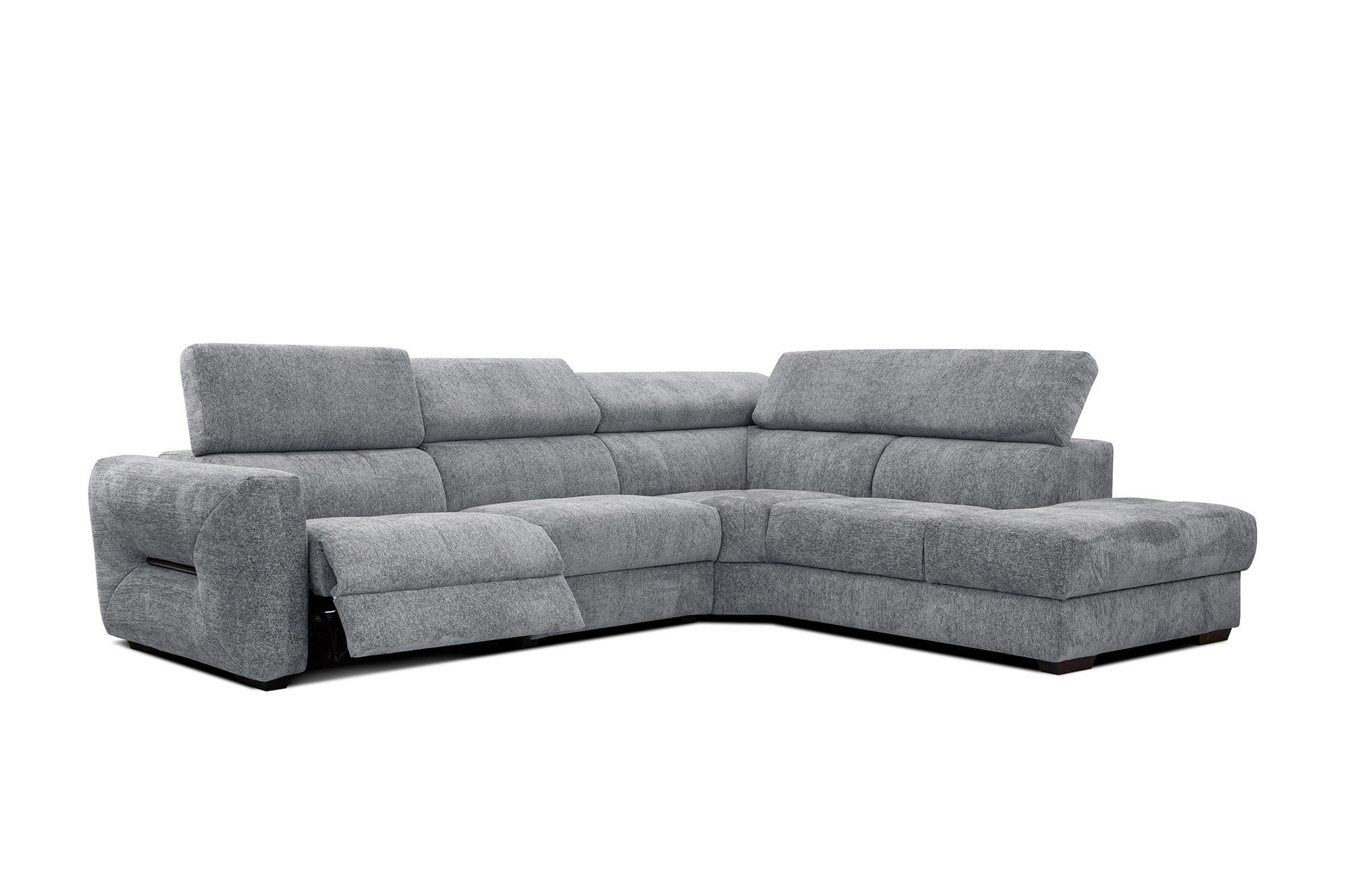 ECKSOFA CALVERA 5-Sitzer mit 1 Relaxfunktion, grau - Grau, Holzwerkstoff/Textil (297/239cm) - Courtois Laville