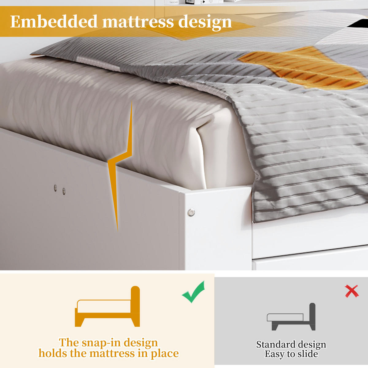 TAGESBETT 140x190cm Weiß Mit Schubladen Regal & Schrank - Weiß, Holzwerkstoff - FLIEKS