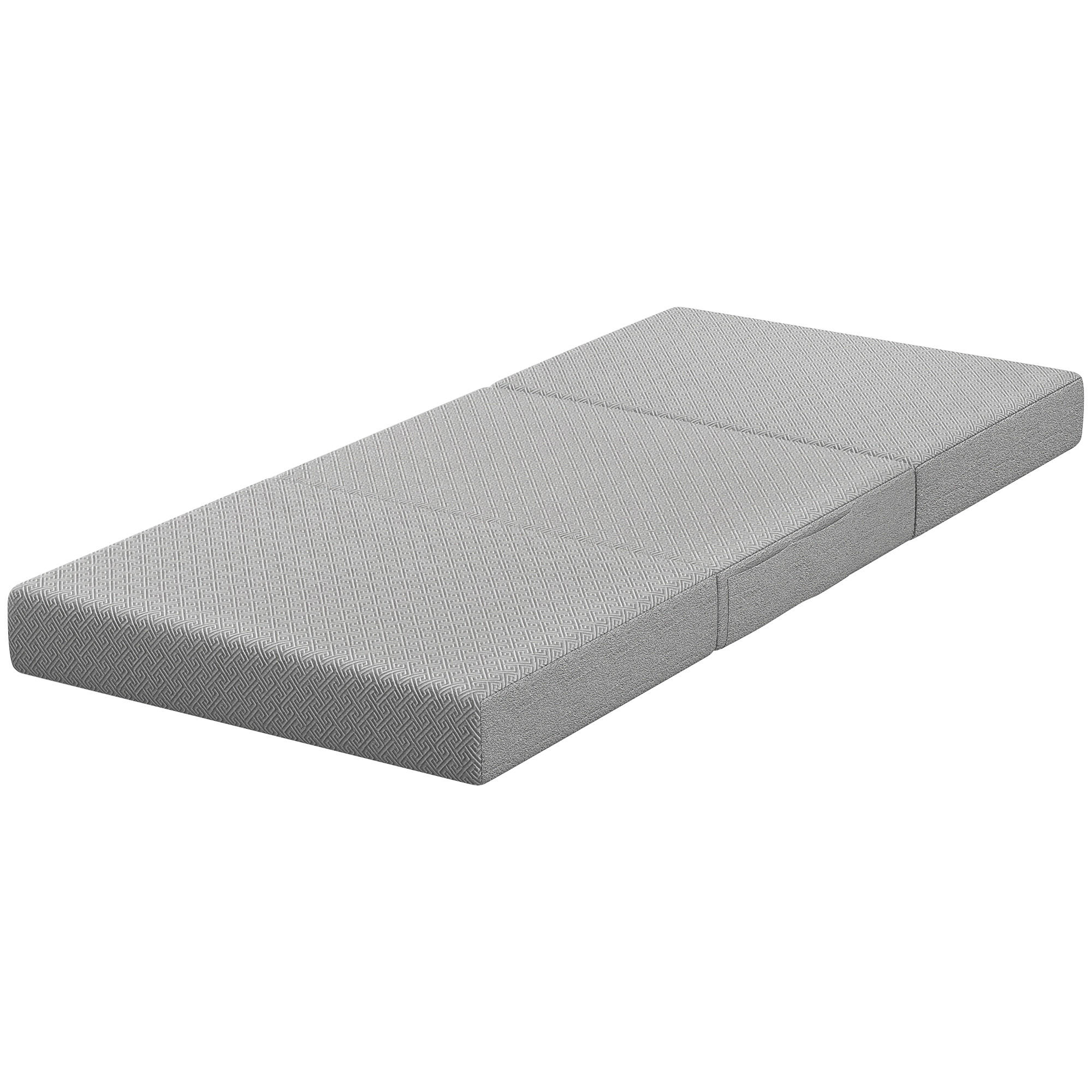 KLAPPMATRATZE Strickstoff 100 Prozent Polyester Gel-Memory-Schaum Hellgrau - Hellgrau, Textil (90/200cm) - HOMCOM