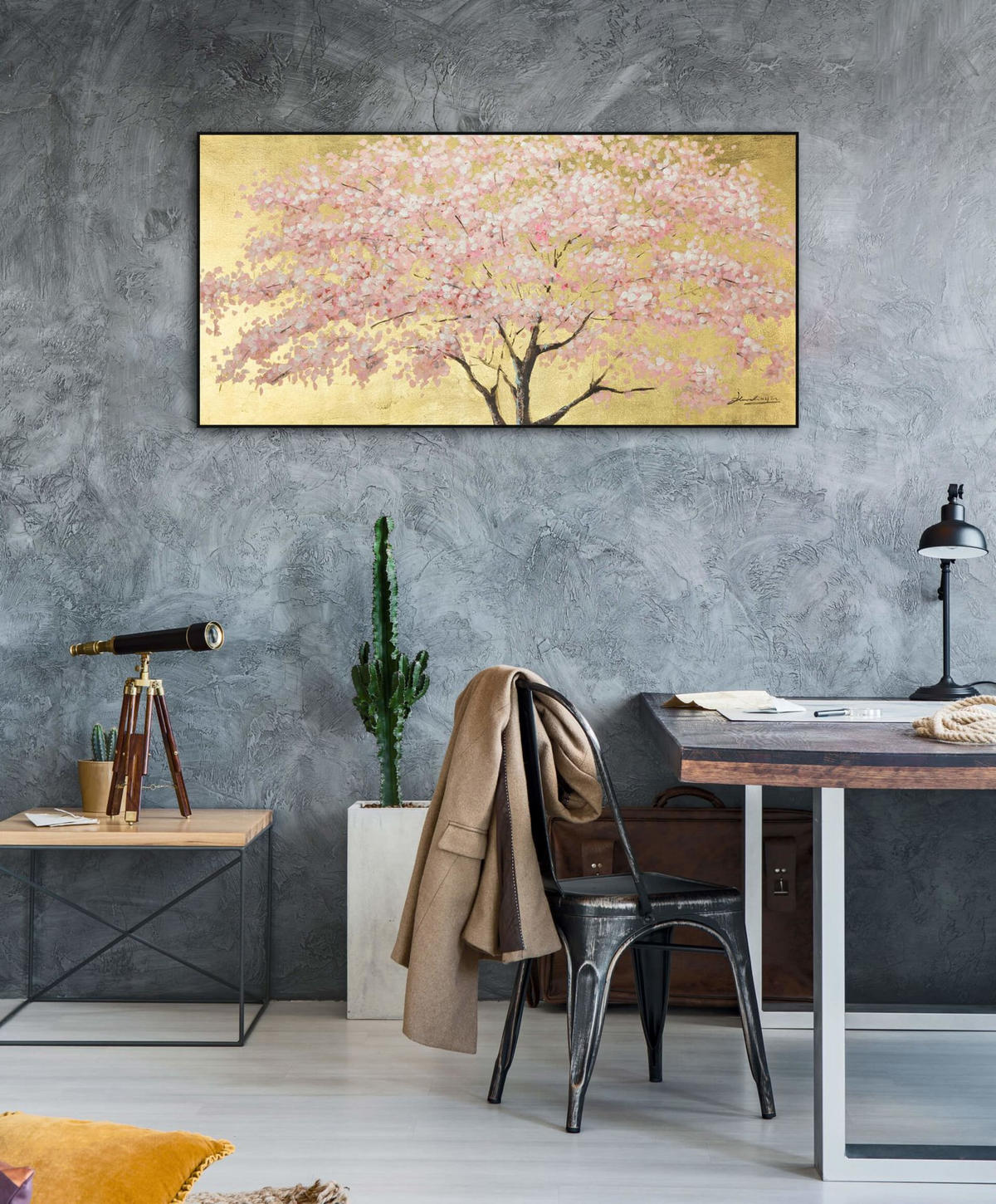 ÖLGEMÄLDE 120/60 cm - Pink/Braun, Holz/Textil (120/60cm) - KUNSTLOFT