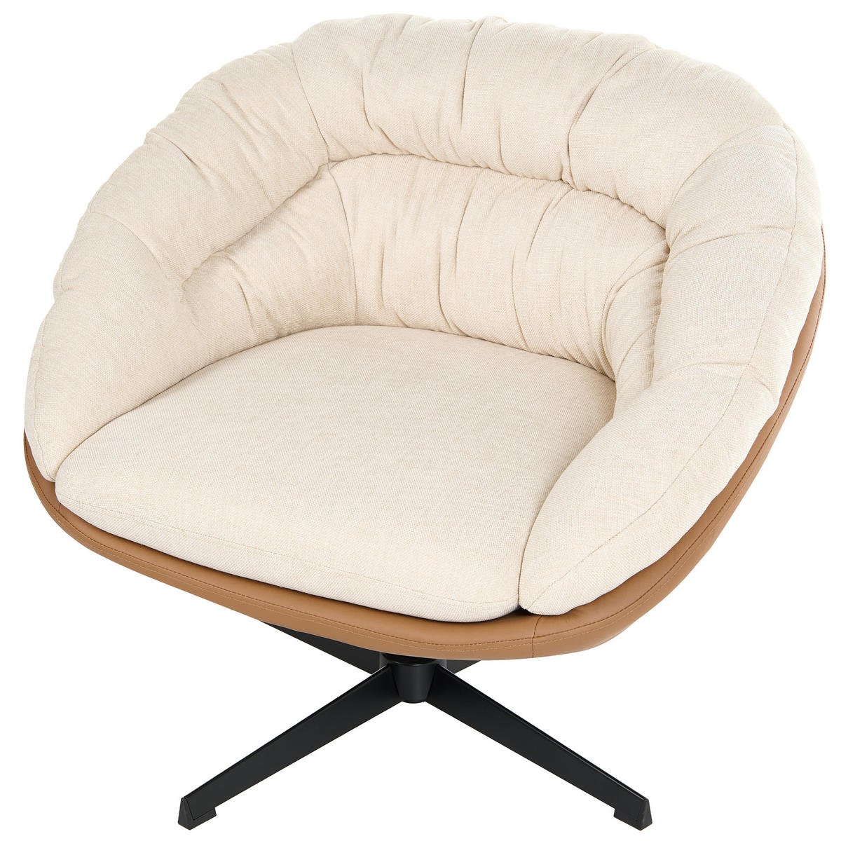 DREHSESSEL Stoff Beige Tranum - Beige/Schwarz, Textil/Metall (85/74/78cm) - Beliani