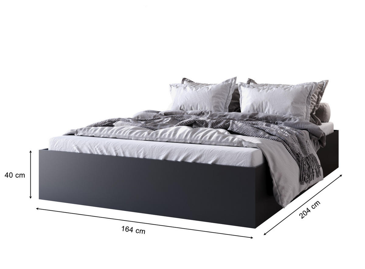 BETT Schwarz MOND Mit Bettkasten 160x200 cm - Schwarz, Textil (160/200cm) - Sepro Meble