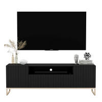 TV-SCHRANK Elpis2 Schwarz Matt mit Metallrahmen 150 cm - Goldfarben/Schwarz, Holzwerkstoff/Metall (150/51.5/36.5cm) - Meble Lindner