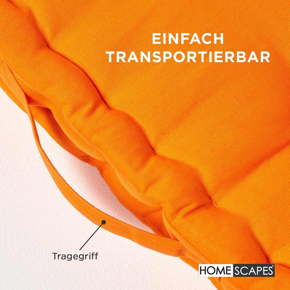 SITZKISSEN orange 40/40/8 cm – Bodenkissen unifarben - Orange, Textil (40/40/8cm) - Homescapes