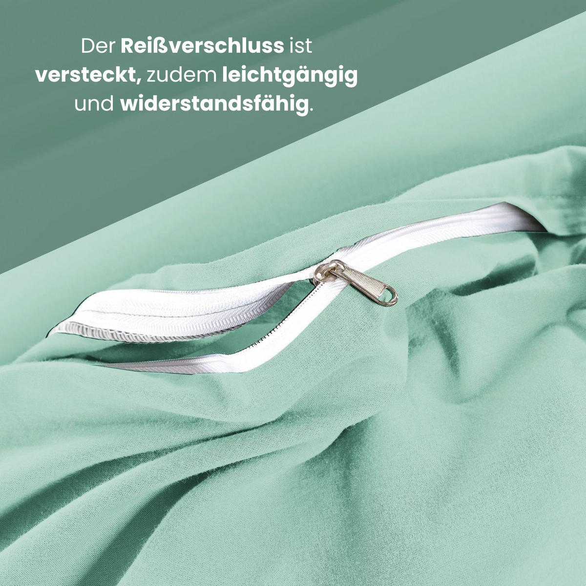 BETTWÄSCHE Stone Washed mintgrün 155/220 cm 100% Baumwolle Used-Effekt mit Stehsaum - Mintgrün, Textil (155/220cm) - wometo