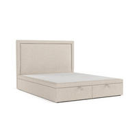 POLSTERBETT Salma mit Stauraum 160/200 cm Hellbeige im Megan Stoff - Sandfarben/Schwarz, Holz/Holzwerkstoff (160/200cm) - AltaBeds