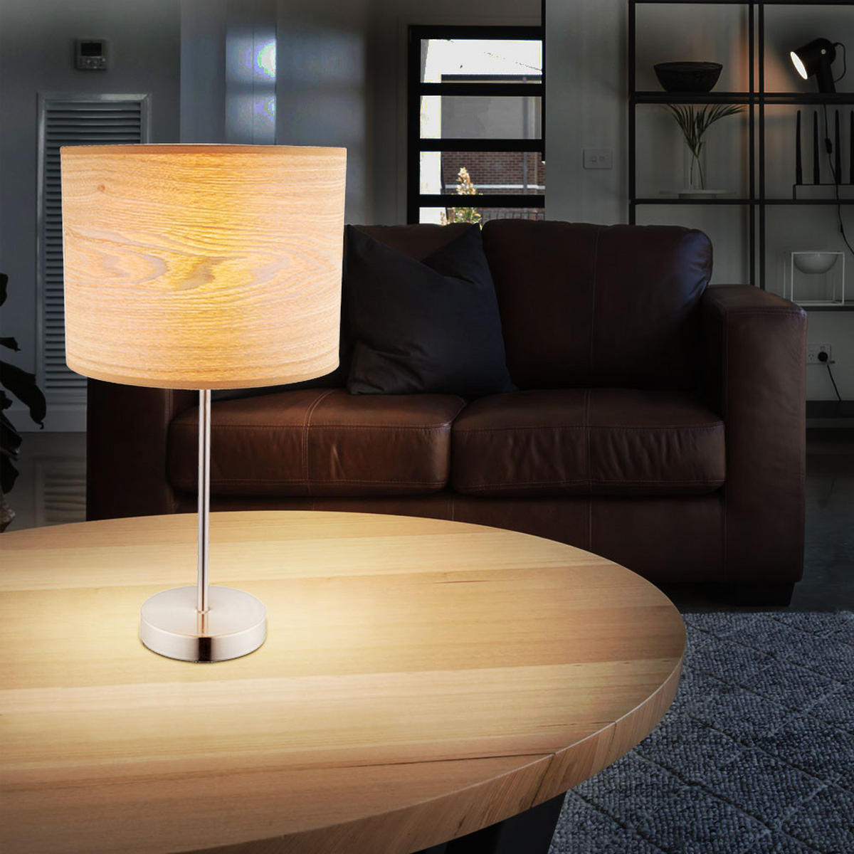 TISCHLEUCHTE AMY II Holzoptik Braun - Braun, Metall (26/26/50cm) - Globo Lighting