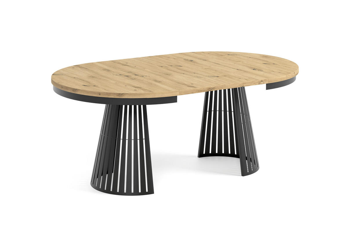 ESSTISCH Cone Bis - Schwarz/Eiche Artisan, Holzwerkstoff/Metall (120/120/76cm) - Meblini