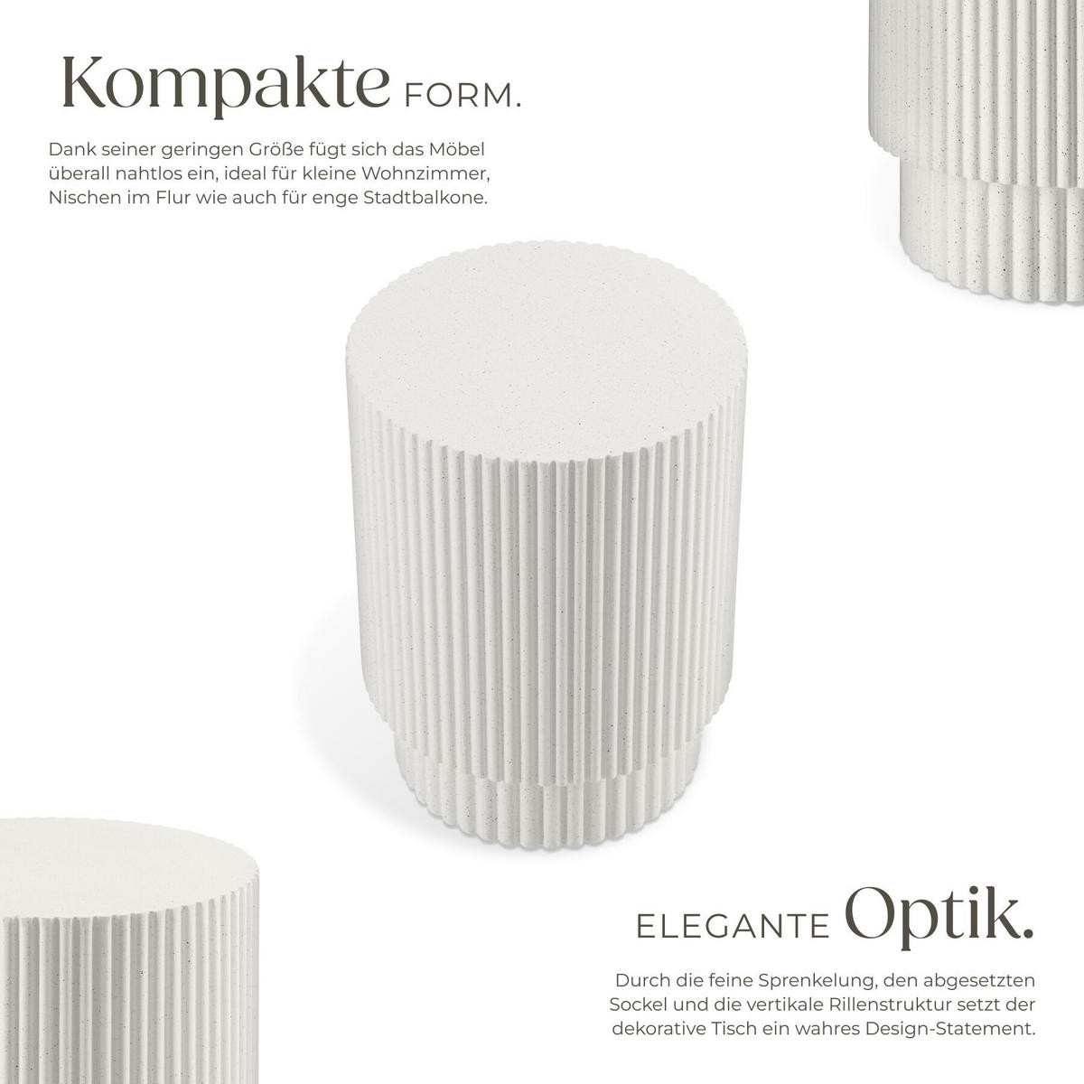 BEISTELLTISCH Amira, Ø 38 x 51 cm, creme - Creme, Keramik (38/38/51cm) - tectake