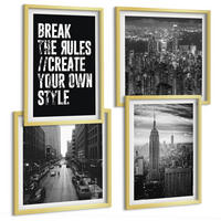 BILDER SET 4er Set - 50x50 cm & 40x60 cm Goldrahmen - Inspiration für Schwarz-Weiß-Darstellungen von Stadtstraßen - Goldfarben, Kunststoff (50/50cm) - TULUP