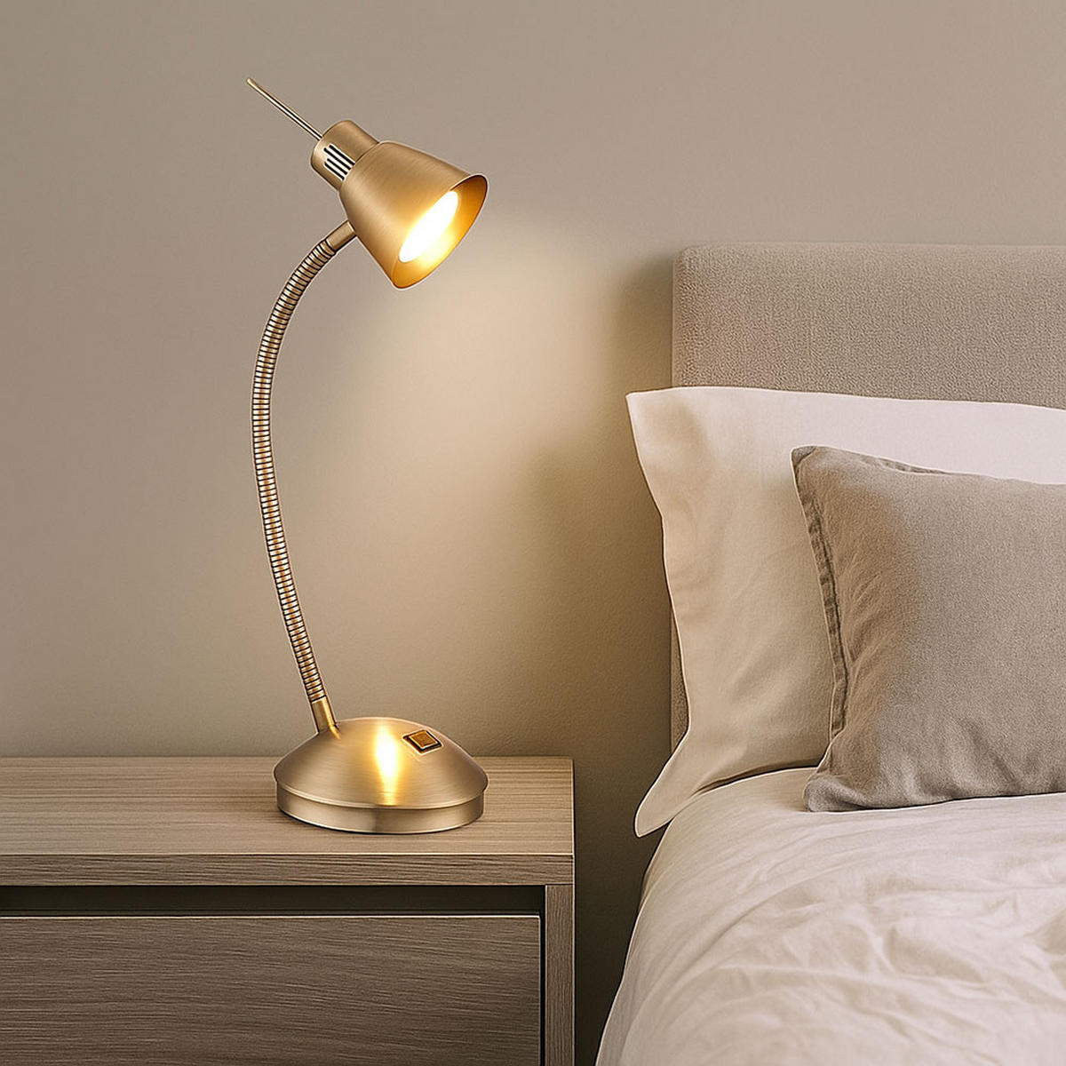 LED TISCHLEUCHTE NUOVA Altmessing - Messingfarben, Metall (24/24/44cm) - Globo Lighting