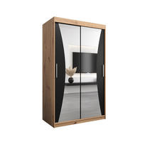 SCHWEBETÜRENSCHRANK 200/120/62 2-türig - Silberfarben/Schwarz, Holz/Kunststoff (120/200/62cm) - Abiks Möbel