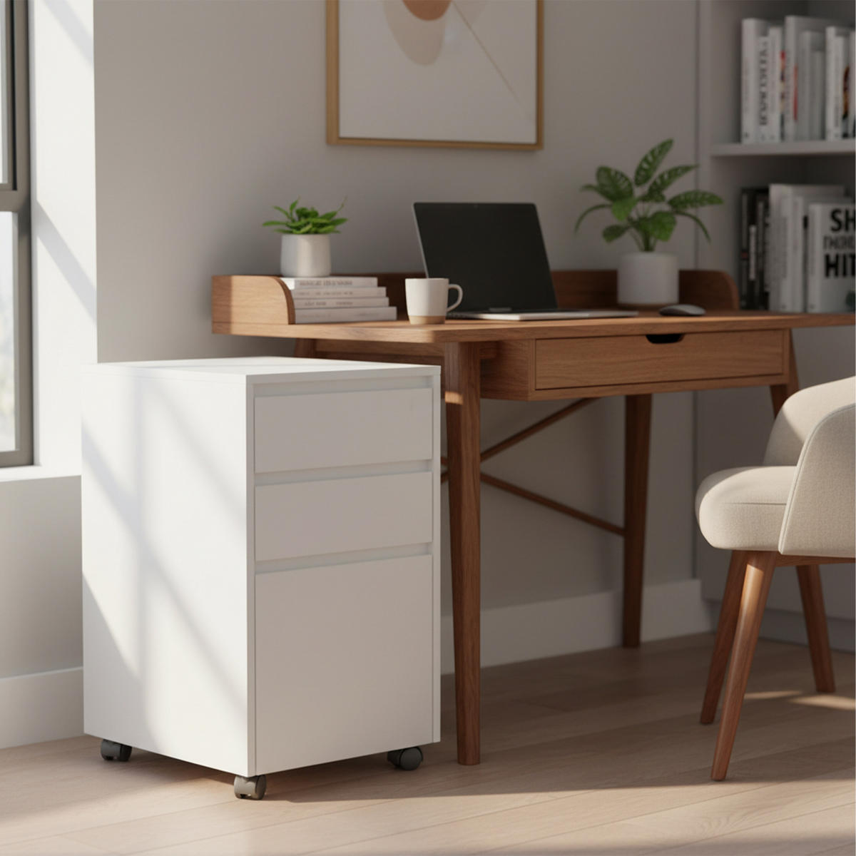 ROLLCONTAINER - Weiß, Holzwerkstoff/Kunststoff (40/70/40cm) - Relaxdays