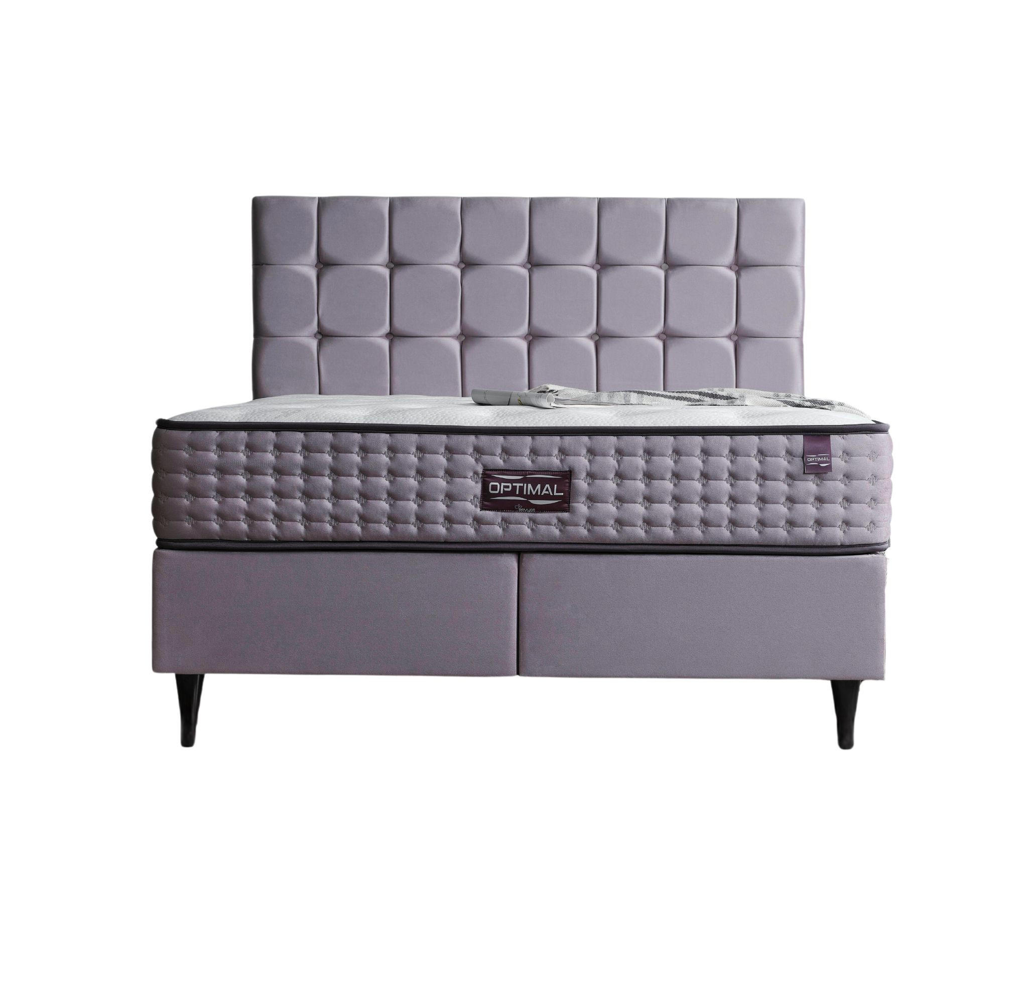 POLSTERBETT-SET Optimal 140x200 Grau - Bett inkl. Matratze - Grau, Metall (140/200cm) - Villa Möbel
