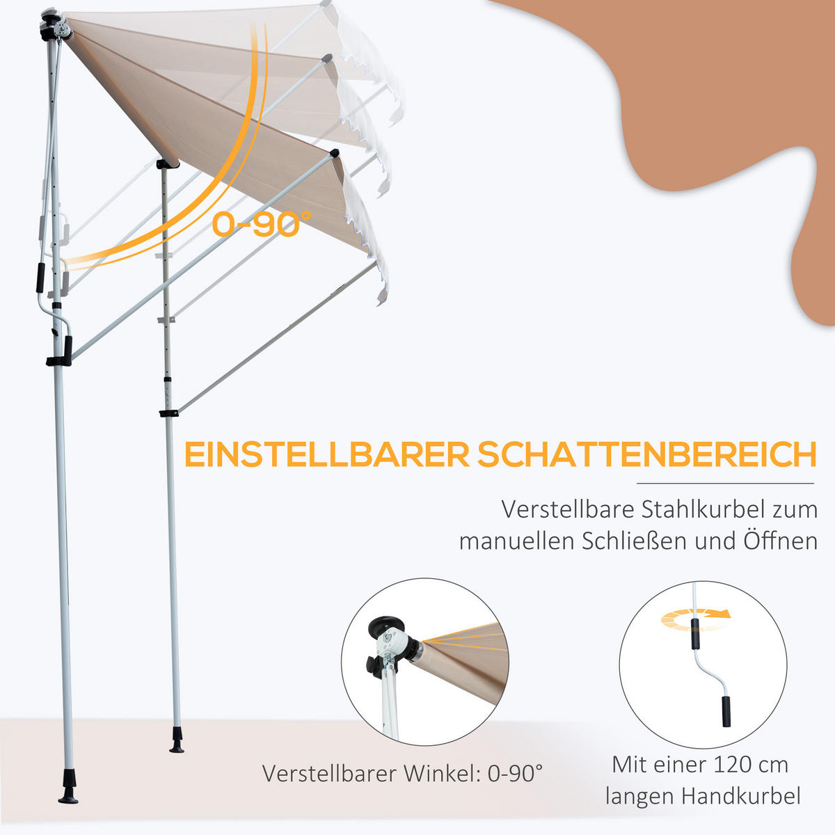 MARKISE, Blau+Weiß, Aluminium, Stahl, Polyester - Creme, Metall (150/280/200cm) - Outsunny