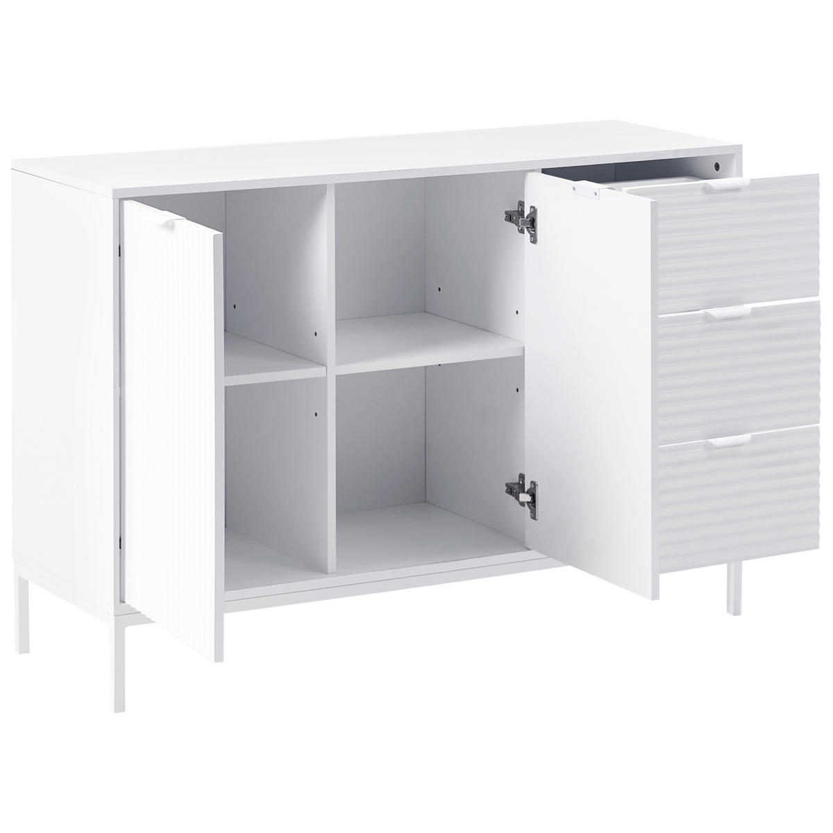 SIDEBOARD mit 2 Türen Weiß Adelaide - Weiß, Holzwerkstoff/Metall (118/80/40cm) - Beliani