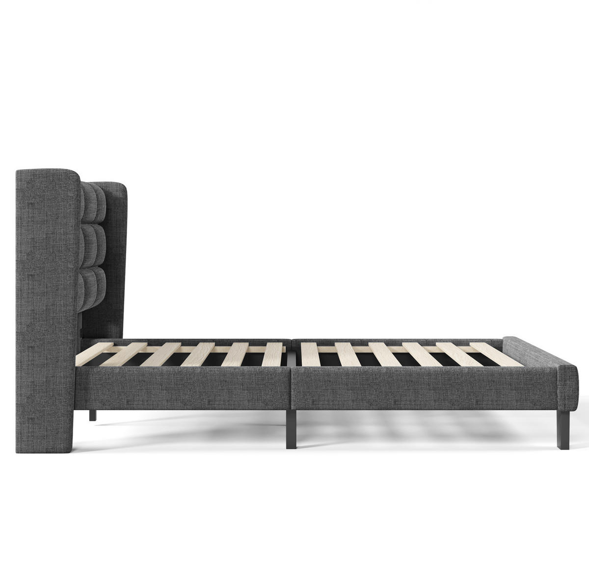 POLSTERBETT mit Lattenrost 140x200 cm Leinen Grau - Grau, Metall (140/200cm) - Beauniv