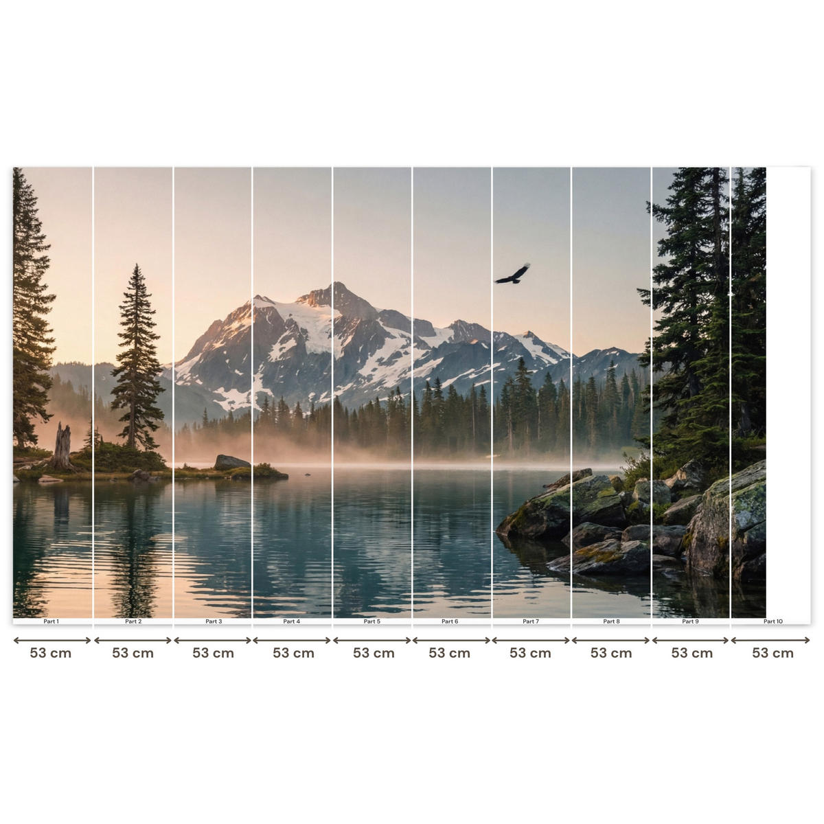TAPETE - Berge - Wasser - Bäume - 450x280 cm - Multicolor, Papier (450/280cm) - OnlyWow
