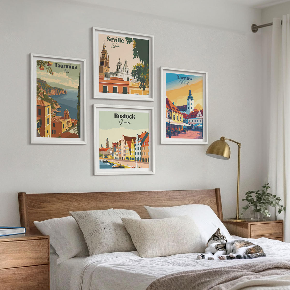 WANDBILDER 4er-Set - 50x50 cm & 40x60 cm Weißer Rahmen - Architektur der Küstenstädte - Weiß, Kunststoff (50/50cm) - ArtPrintCave