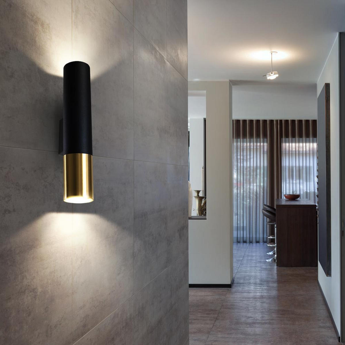 WANDLEUCHTE Stahl Schwarz Gold 2-flammig - Schwarz, Metall (8/29/6cm)