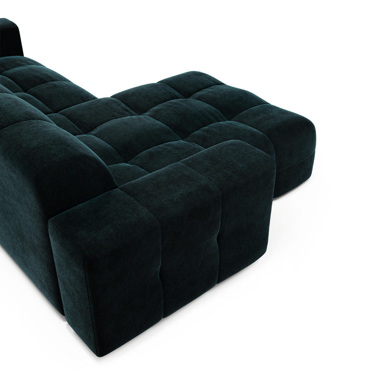 ECKSOFA LINKS Samt Pfauenblau 230cm - Blau/Hellblau, Textil (155/230cm) - Sia Home