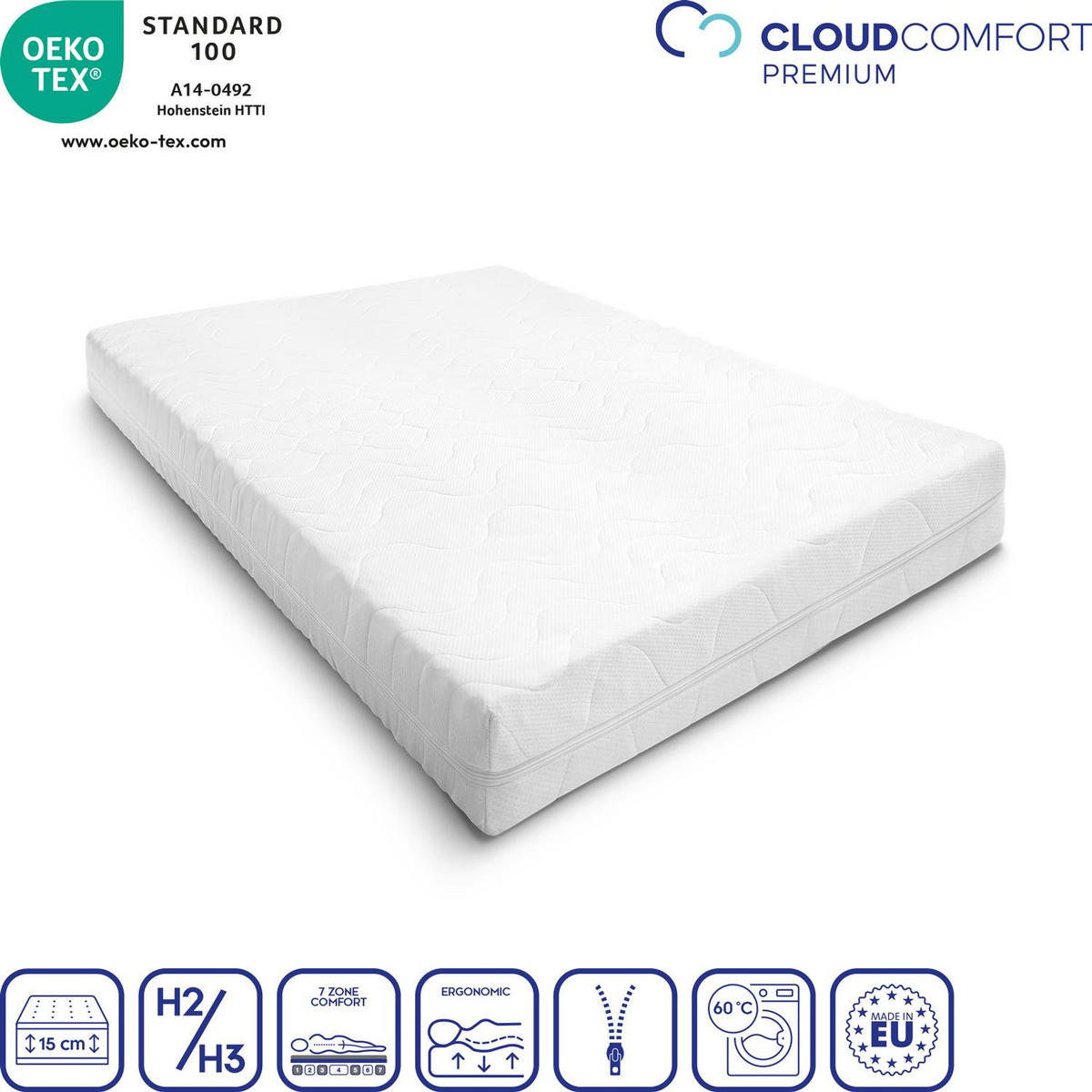 KALTSCHAUMMATRATZE Premium 120x200 cm - Weiß, Textil (120/200cm) - CloudComfort