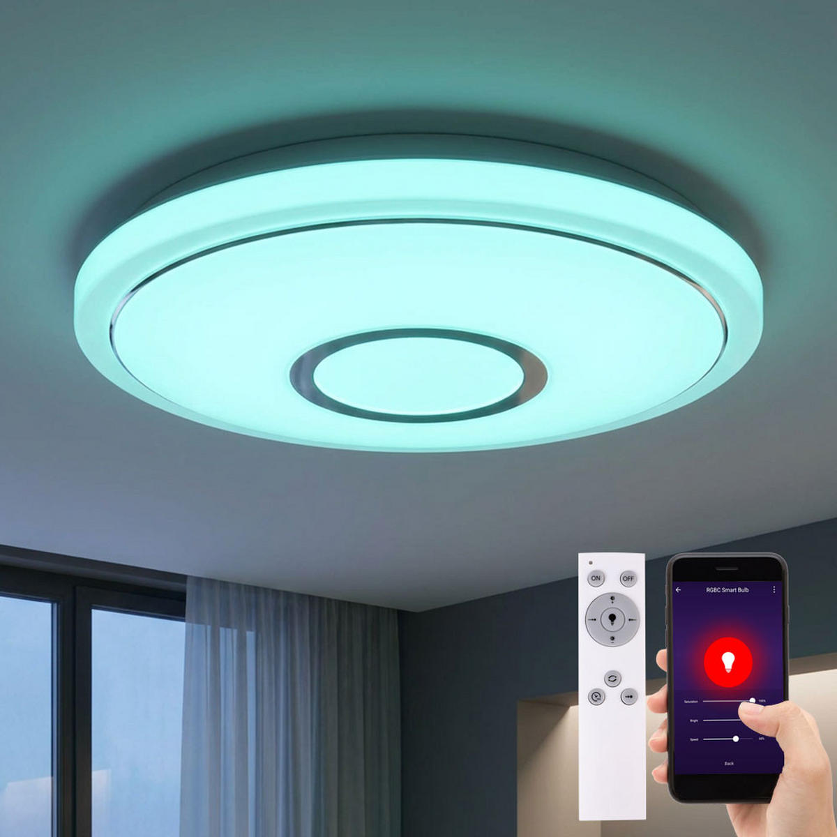LED DECKENLEUCHTE Connor Weiß Kristalloptik - Weiß, Metall (40/40/6.5cm) - Globo Lighting