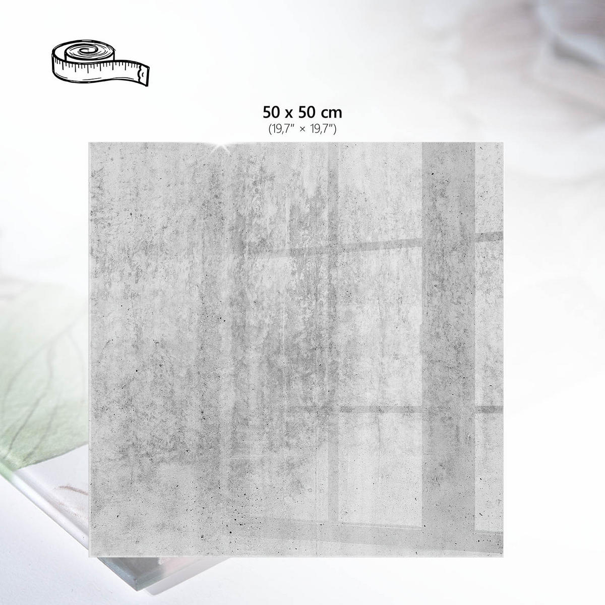 TISCHPLATTE 50x50 cm – Betonkonstruktion - Beige, Glas (50/50/0.4cm) - Wallfluent