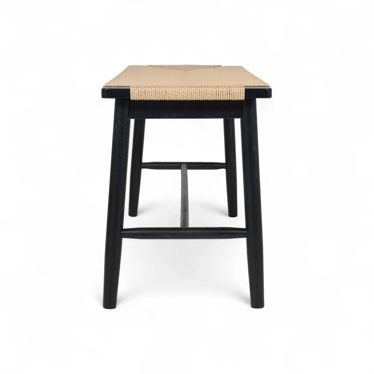 SITZBANK 110/35/47 cm Rattan / Eiche Schwarz - Beige/Schwarz, Holz/Papier (110/47/35cm) - Furnhouse
