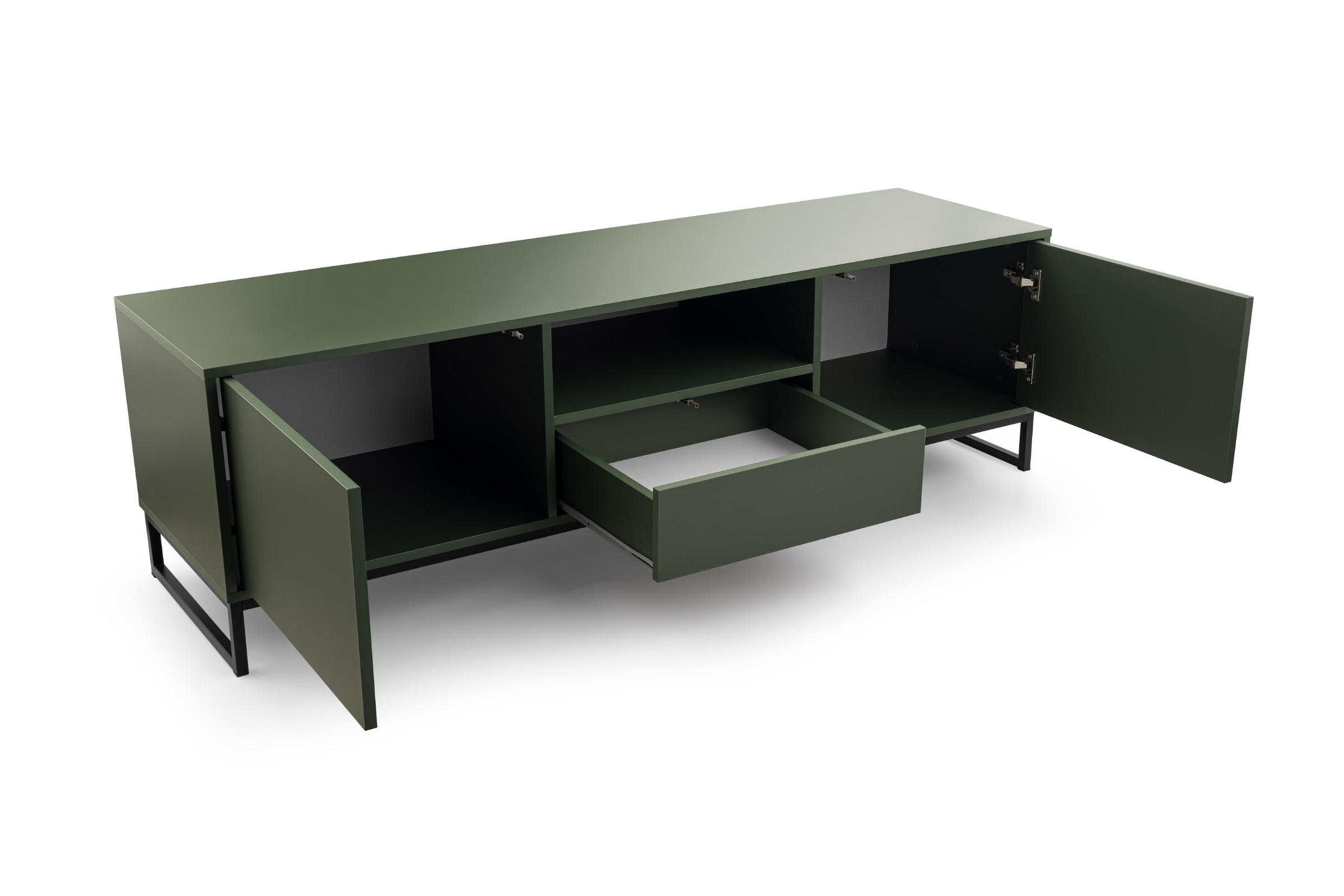 TV-LOWBOARD GENEVE 160/49/45 cm in Dunkelgrün - Dunkelgrün, Holzwerkstoff (160/49/45cm) - Deine Möbel 24