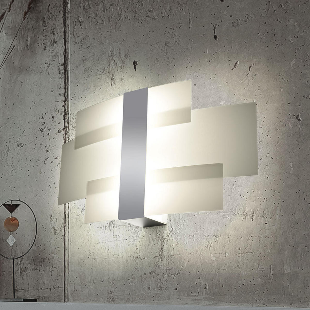 WANDLEUCHTE Celia Stahl Chrom Silber - Silberfarben, Glas (42/23/7cm)