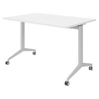 SEMINARTISCH klappbar & fahrbar 80/120/75 cm in Weiß/Silberfarben - Silberfarben/Weiß, Holzwerkstoff (80/120/75cm) - bümö