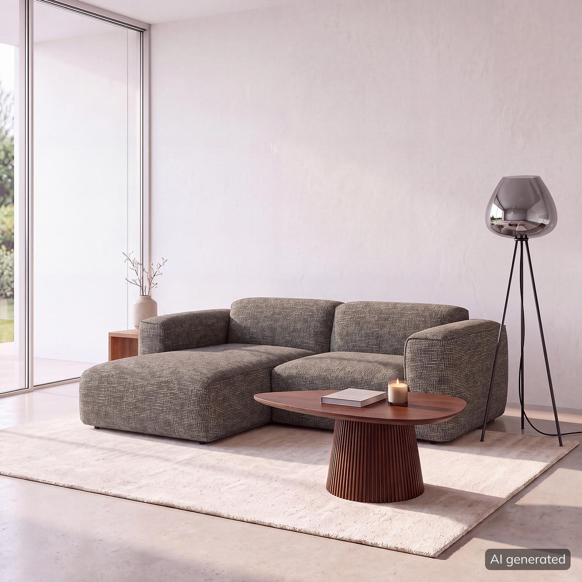 1,5-SITZER ECKSOFA mit Longchair - Schwarz/Grau, Kunststoff/Textil (260/173cm) - home24