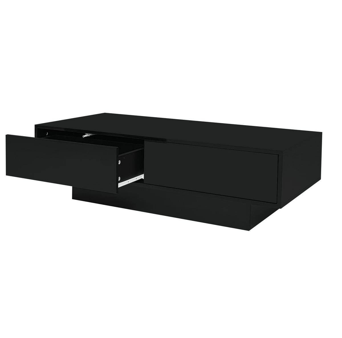 COUCHTISCH Schwarz Hochglanz mit 2 Schubladen und LED-Licht, 115/55/34 cm,Schwarz - Schwarz, Holzwerkstoff (55/115/34cm) - Redom