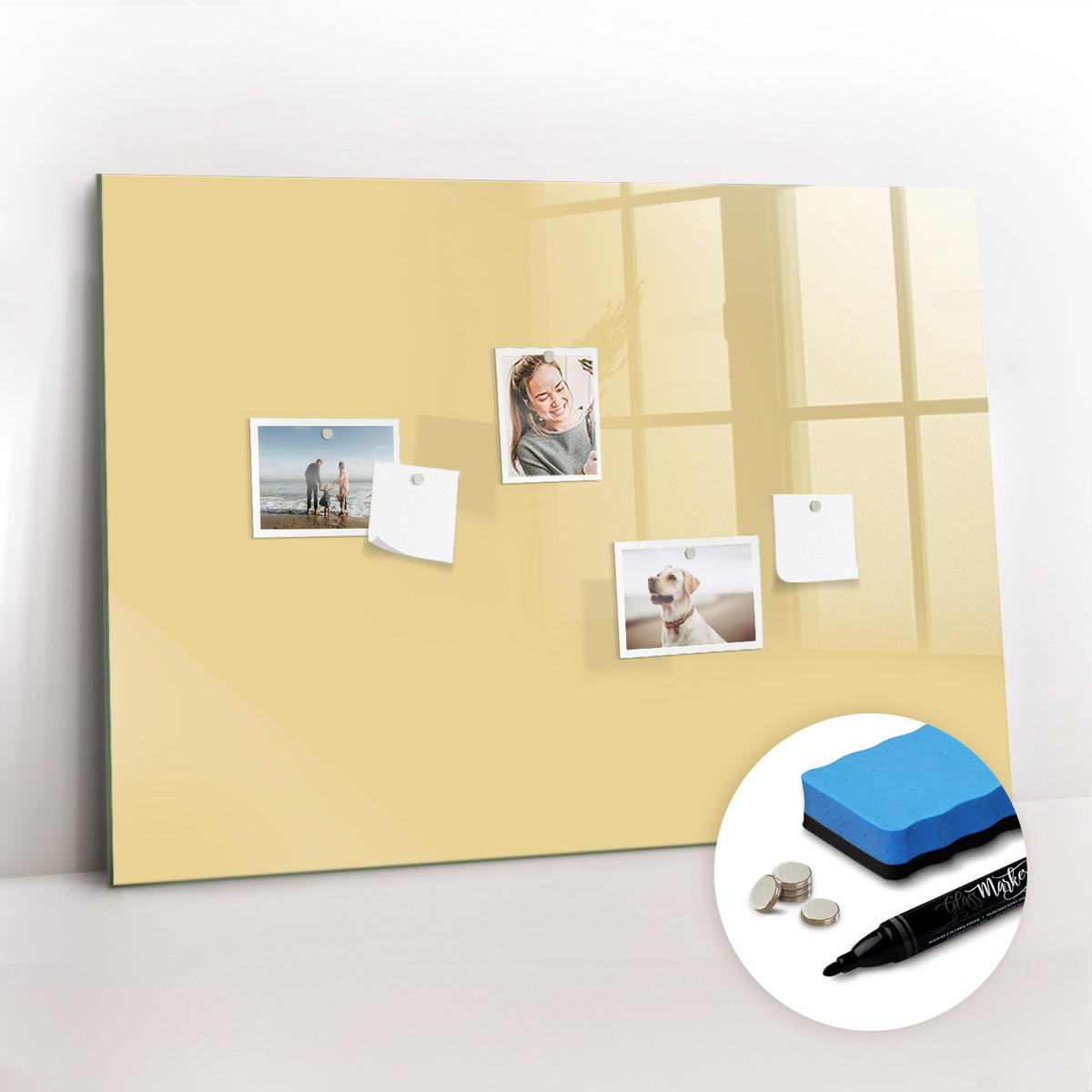 MAGNETTAFEL 100x70 Creme schwarzer Marker - Creme, Glas (100/0.4/70cm) - TULUP