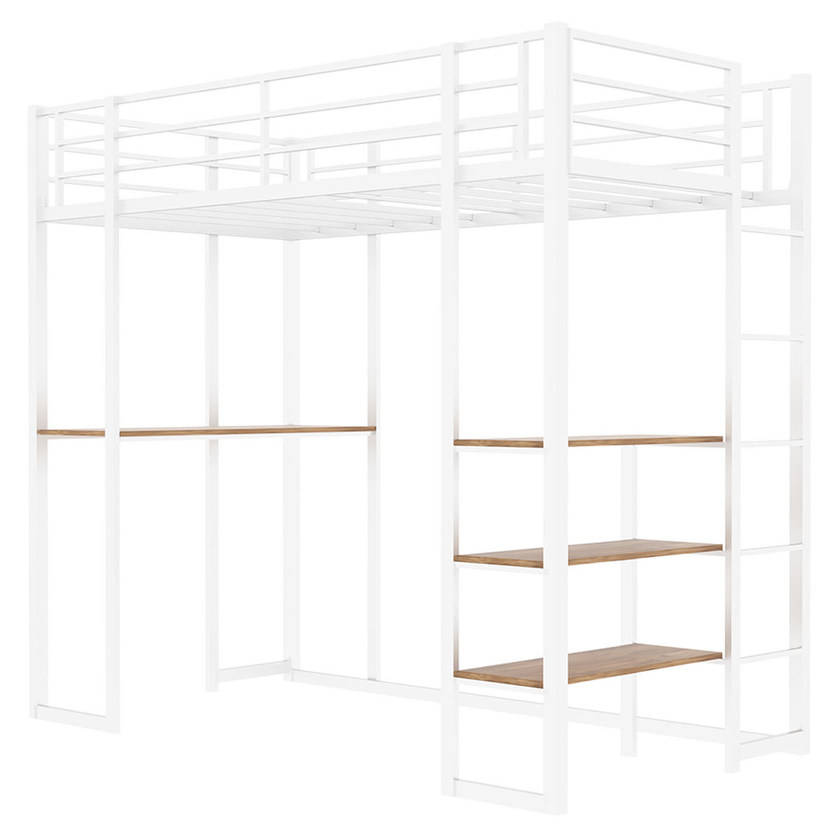 HOCHBETT mit Schreibtisch Metall Weiß - Weiß, Holz (90/190cm) - Meubliv