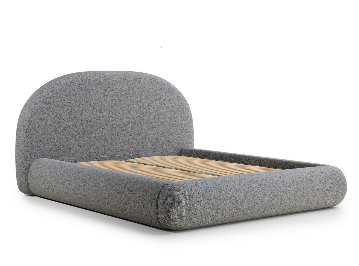 POLSTERBETT Maumere Grau 180/200 cm im Webstoff - Schwarz/Naturfarben, Holz/Holzwerkstoff (180/200cm) - Maison de Reve